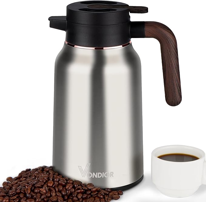Vondior Coffee Carafe 51oz - 36 Hours Coffee Thermal- Insulated 304 Stainless Steel Hot Beverage Dispenser - Coffee Carafes For Keeping Hot/Cold Coffee, Tea, Water, Drink Dispenser for Parties