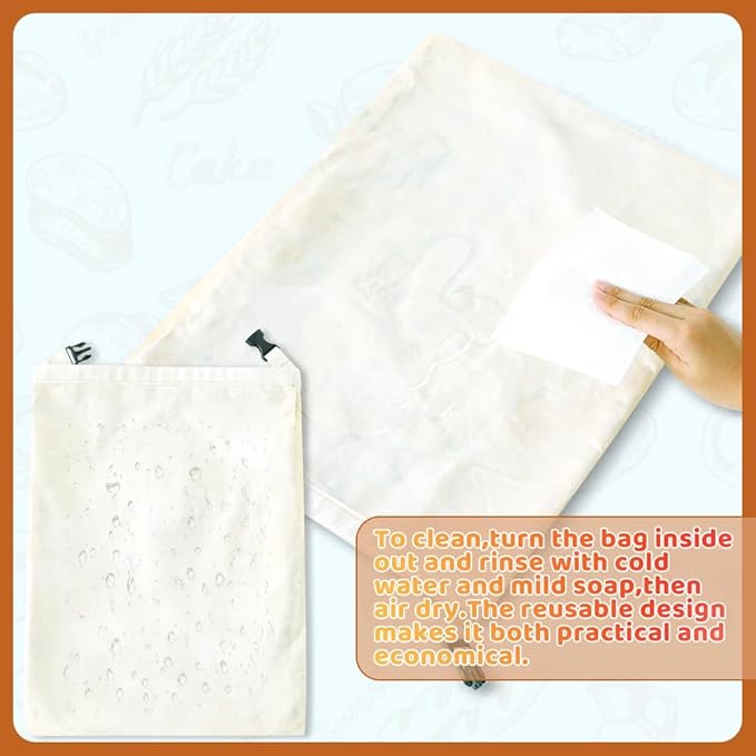 Bread Bags for Homemade bread,2 Pack Sourdough Bread Bags,Beeswax Bread Bags for Bourdough,Reusable Bread Storage