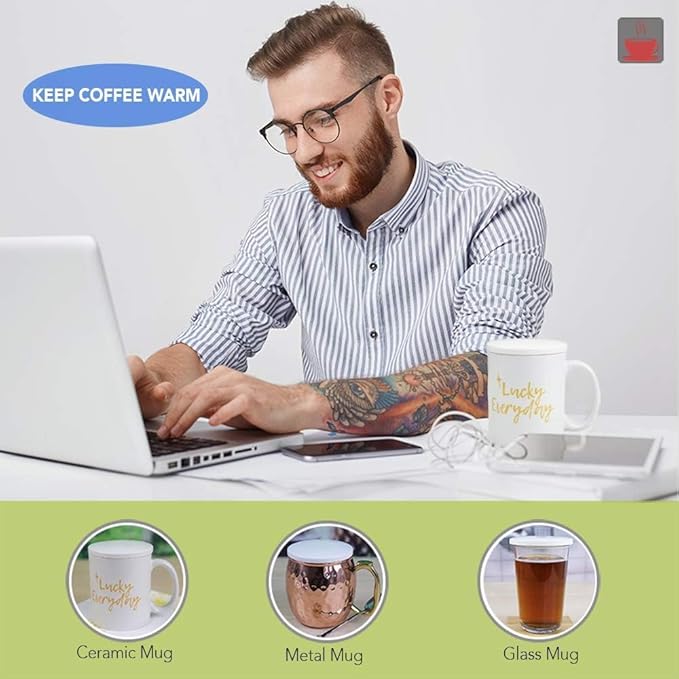 2Pcs Reusable Mug Lids for Ceramic Mugs,11oz White Ceramic Cup Lid, Drink Cover for Outdoors,Fits Mug with Outside Diameter 3.25 Inch,Best for Hot & Cold Beverage,With Custom Options (CUSTOM)