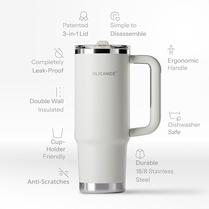 Easy Clean Pro Tumbler - 30 oz Water Bottle with Handle Quick-Disassemble Flip Straw, Leakproof Insulated Stainless Steel,Dishwasher Safe, BPA-Free Gifts for Women & Men