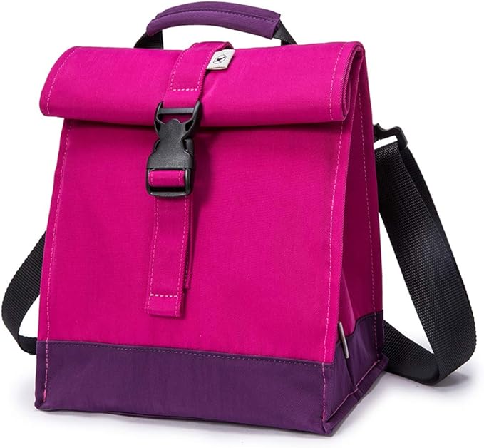 SUNNY BIRD Insulated Lunch Bag Rolltop Lunch Box Tote Lunchbox Bag for Women, Girls, Teens and Kids (Purple)