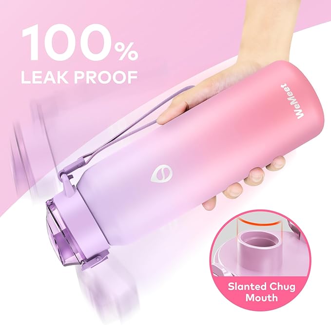 32oz Water Bottle with Removable Straw and Spout Lid Two Ways to Drink, 18/10 Stainless Steel Insulated Water Bottle, BPA-Free, Leak Proof, Double wall, for Sports, Gym
