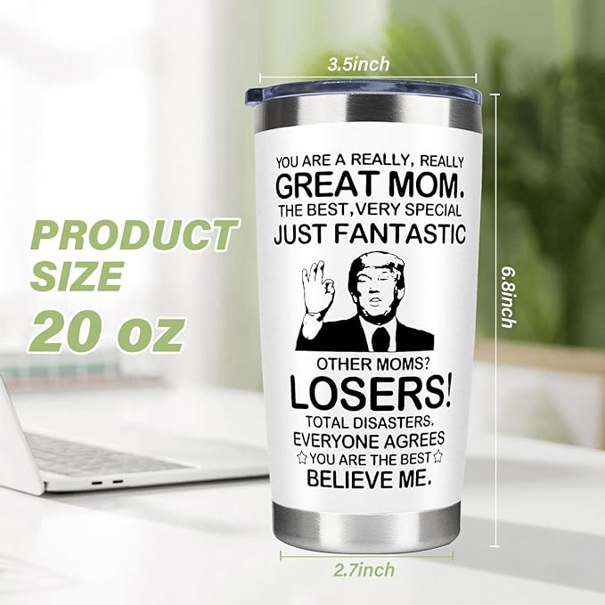 MFGNEH Gifts for Mom from Daughter,Son,Christmas Birthday Gifts for Mom,New Mama Gift,Grandma,Nana,Wife Women,Funny Mothers Day Mama Gift,20oz White Stainless Steel Tumbler Mug