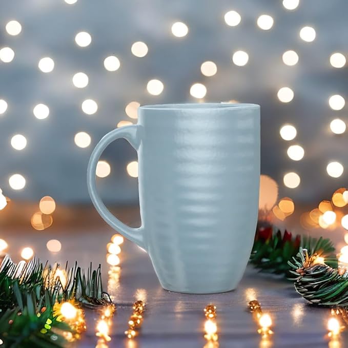 Set of 4 Oversized 20oz Tall Ceramic Latte Coffee Mugs, Gift Set for Cococa, Tea and More. With Large Handles; Dishwasher and Microwave Safe. (Blue)