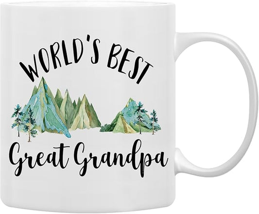 QASHWEY Great Grandpa Mug, Great Grandpa Gifts Coffee Mug - GreatGrandfather Gifts Mugs, Fathers Day Christmas Mugs Tea Cup Gifts for GreatGrandpa, World’s Best GreatGrandpa Coffee Cups Ceramic 11oz