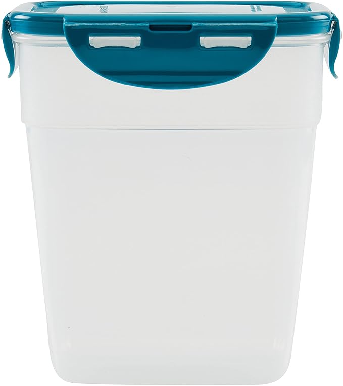 Rachael Ray Leak-Proof Stacking Container Food Storage Bin Set, 20-Piece, Clear with Teal Lids