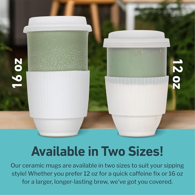 Travel Mug - Tea Tumbler– Microwave & Dishwasher Safe Coffee Mug Green & White Tumbler - Gifts For Women Men Him Her – 16oz – Sage Green