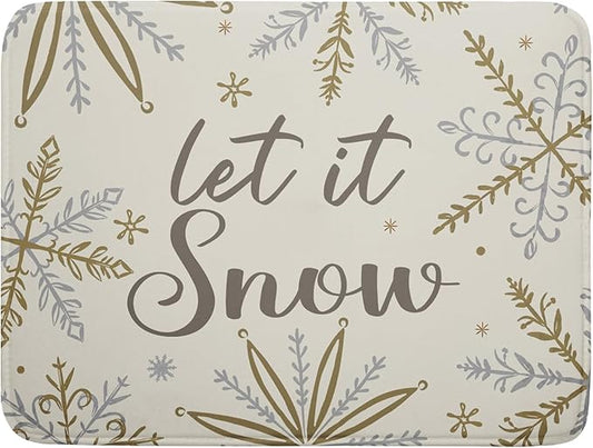 Christmas Snowflake Dish Drying Mats for Kitchen Counter 18×24 Inch Winter Snowflake Let It Snow Large Microfiber Drying Mat Kitchen Accessories Dish Rack Mat Drainer Pad Washable Absorbent