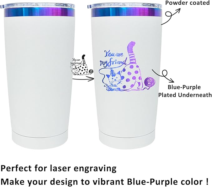 20 oz Tumbler Bulk 4 Pack Stainless Steel Tumblers with Lids and Straws, Double Wall Vacuum Insulated Travel Coffee Mug for Laser Engrave, Powder Coated Cups for Hot and Cold Drinks (White,4 pack)