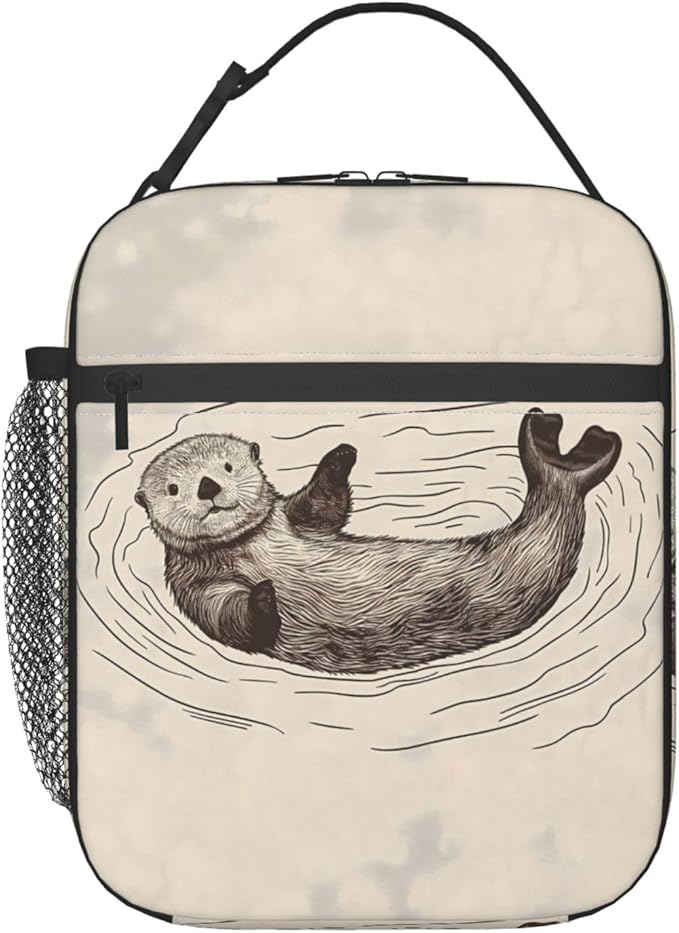 Cheerful Otter Lunch Box for Women Men, Insulated Lunch Box, Reusable Lunch Bag for Office, Work, Picnic, Travel