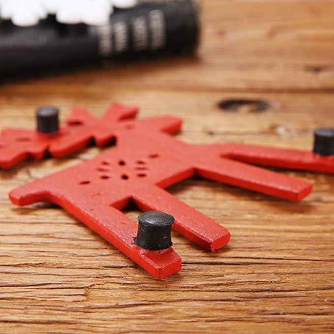 Tinsow Christmas Cast Iron Trivet for Hot Dishes Pot Holder for Kitchen Or Dinning Table Red Cup Mug Coasters coTrivet with Rubber Pegs Feet Red Elk Snowflake (Elk)