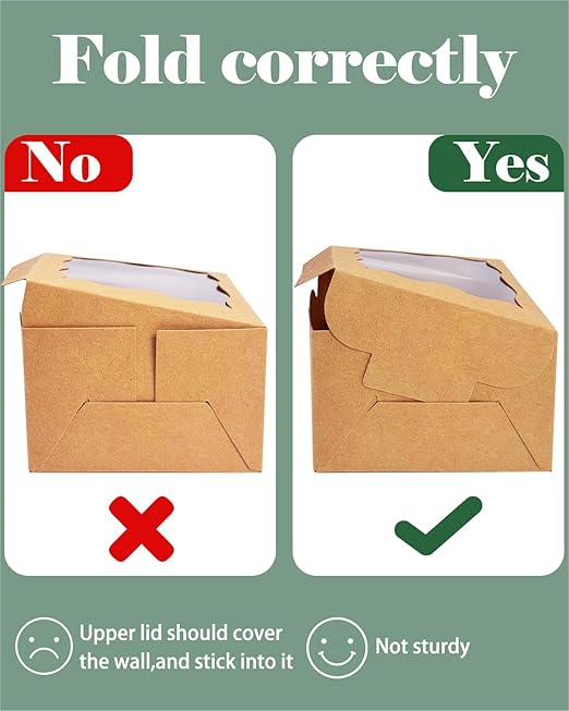 qiqee Kraft Cookie Boxes with Window 100packs 6x6x3 Brown Bakery Box Kraft Paper Boxes for Cookie, Pastry, Cupcake, Pie, Donut