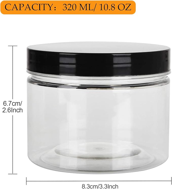 18 Pack 10oz Empty Slime Containers, Large Plastic Slime Jars Clear Slime Storage Containers with Lids, Food-Grade Plastic
