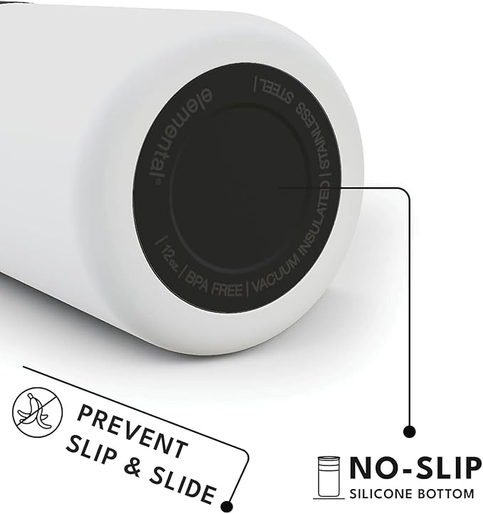 Elemental Artisan Insulated Tumbler, Triple Wall Coffee Travel Mug, Reusable Stainless Steel Coffee Tumbler with Ceramic Lid, Thermal Coffee Cups for Hot (6 Hrs) & Cold (18 Hrs), 12oz - Matte White