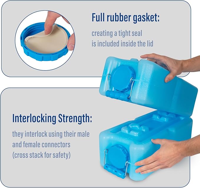WaterBrick International Water Storage Containers for Emergency Water Storage | 4-Pack of Stackable 3.5 Gallon Water Container Bricks | Food-Grade HDPE Plastic | BPA-Free | STD Blue