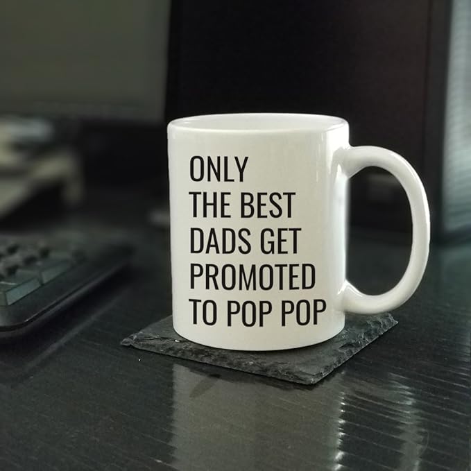 Andaz Press 11oz. Father's Day Coffee Mug Gift, Only The Best Dads Get Promoted to Pop Pop, 1-Pack, Funny Dad Birthday Christmas Gift Ideas