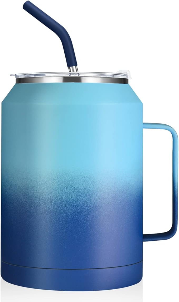 Zenbo 50 oz Mug Tumbler – Stainless Steel Vacuum Insulated Mug with Handle,Lid and Straw,Keeps Drinks Cold up to 36 Hours – Sweat-Proof Body, Dishwasher Safe