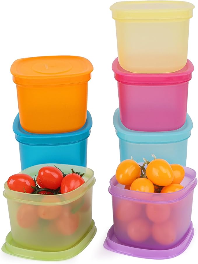 7-Piece Meal Prep Containers — 3.75-Cup Reusable Airtight Plastic Food Storage Containers with Lids, BPA-Free, Microwave/Freezer/Fridge Safe, Stackable Lunch & Leftovers Organizer(500ml)