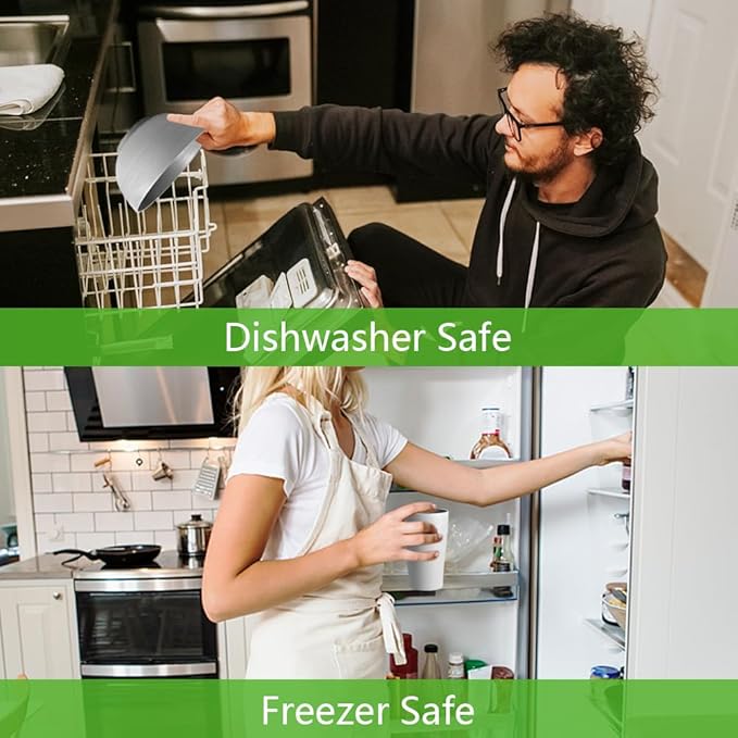 Teivio 32-Piece Kitchen Plastic Wheat Straw Dinnerware Set, Service for 8, Dinner Plates, Dessert Plate, Cereal Bowls, Cups, Unbreakable Colorful Plastic Outdoor Camping Dishes, Light Gray