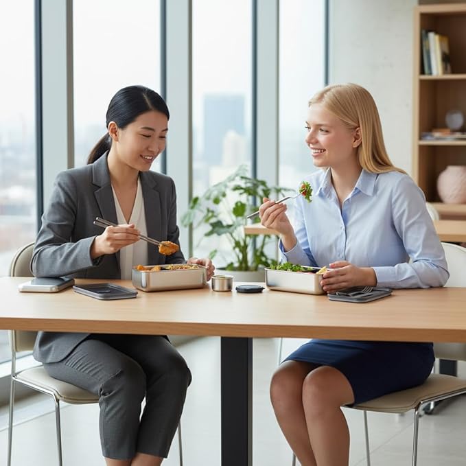Stackable Stainless Steel Bento Box Adult |leak proof| Stainless Steel Lunch Box container| Metal Bento box|Lunch Container Food storage |large compartment| bentobox| Non toxic|Silver