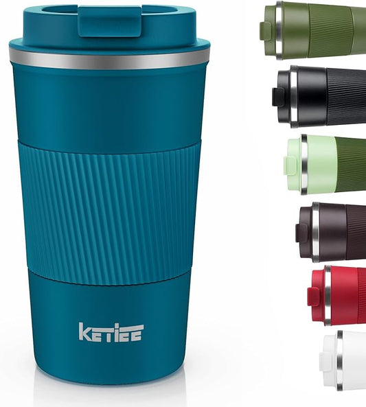 KETIEE Travel Coffee Mug 12oz: Insulated Coffee Cup with Leakproof Lid, Coffee Tumbler, Reusable Coffee Cups with Seal Lid, Vacuum Stainless Steel Coffee Mug to Go for Hot/Ice Coffee Tea (Blue)