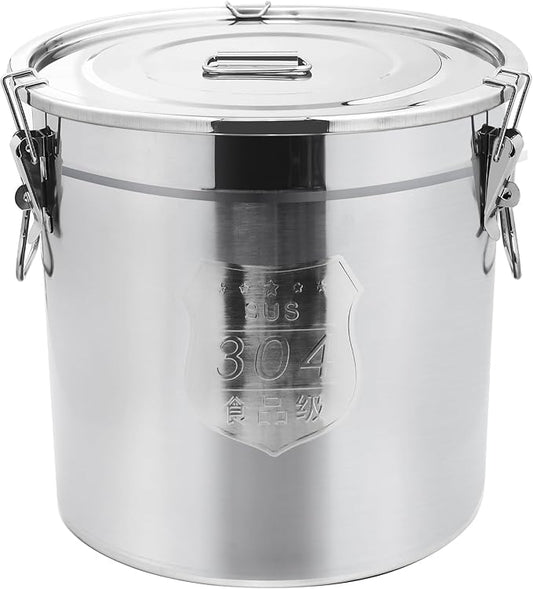 33L/8.7 Gal 304 Stainless Steel Containers with Lids 1116 Oz Airtight Containers with Lids and Lock Hole 304 Stainless Steel Container with Lid for Storage 304 Airtight Stainless Bucket
