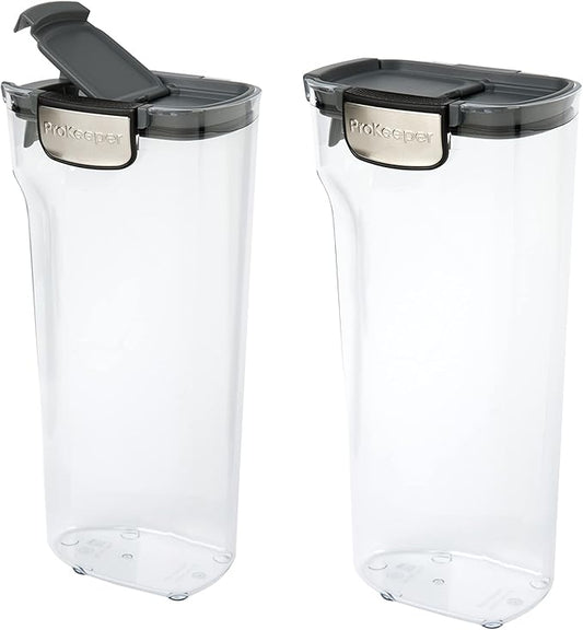 Progressive International ProKeeper+ Clear Plastic Airtight Food Baker's Kitchen Storage Organization Container Canister Set with Magnetic Accessories, 2- Piece Set (Pasta 2.4-Quart)