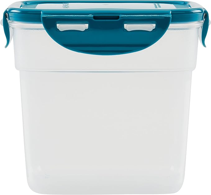 Rachael Ray Leak-Proof Stacking Container Food Storage Bin Set, 20-Piece, Clear with Teal Lids