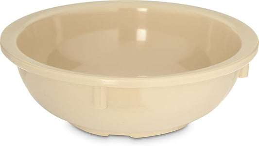Carlisle FoodService Products Kingline Reusable Plastic Bowl Nappie Bowl for Home and Restaurant, Melamine, 14 Ounces, Tan, (Pack of 48)