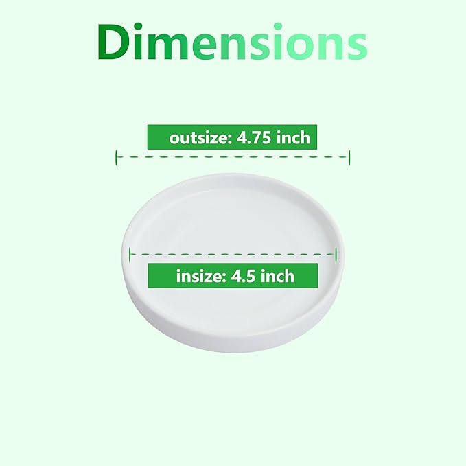 4 inch Matte White Ceramic Plant Saucer (4 Pack)-Ceramic Drainage Tray for Plant Pot-Planter Saucers 4 5 6 7 8 9 10 11 12 13 14 Inch