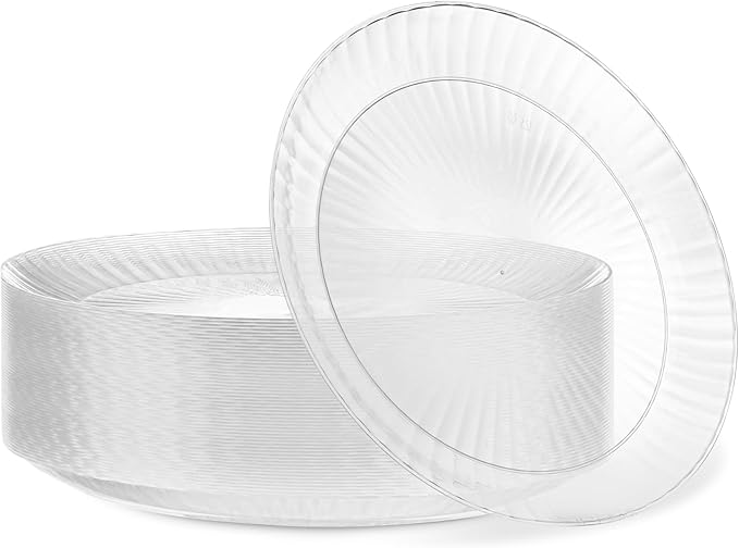 PLASTICPRO 60 Pack Crystal Like Clear Disposable 9 inch Plastic Plates Dinner Dishes Plates for Special Occasions Parties