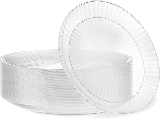 PLASTICPRO 60 Pack Crystal Like Clear Disposable 9 inch Plastic Plates Dinner Dishes Plates for Special Occasions Parties