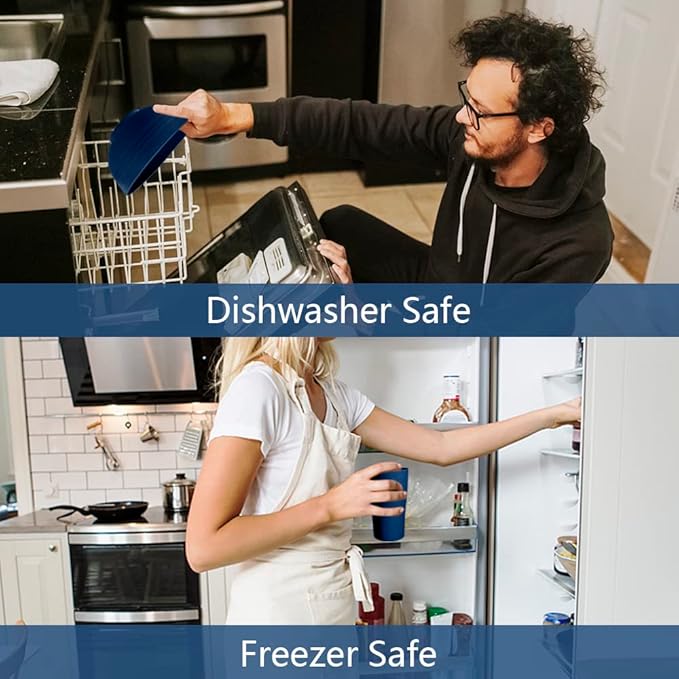 Teivio 32-Piece Kitchen Plastic Wheat Straw Dinnerware Set, Service for 8, Dinner Plates, Dessert Plate, Cereal Bowls, Cups, Unbreakable Colorful Plastic Outdoor Camping Dishes, Midnight Blue