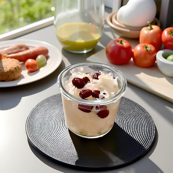 24 Oz Glass Food Storage Container, 3 Cup Round Glass Soup Container with Airtight Lids, Round Food Containers, Leakproof Soup Storage Container, DishwasherMicrowave & Freezer Safe (4 Pack)