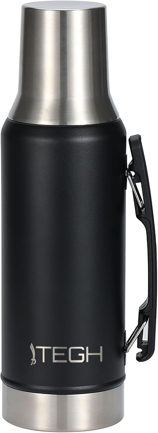 TEGH 40 oz insulated water bottle vacuum insulated wide mouth water bottle leakproof travel bottle BPA-free stainless steel water bottle hot and cold beverage bottle