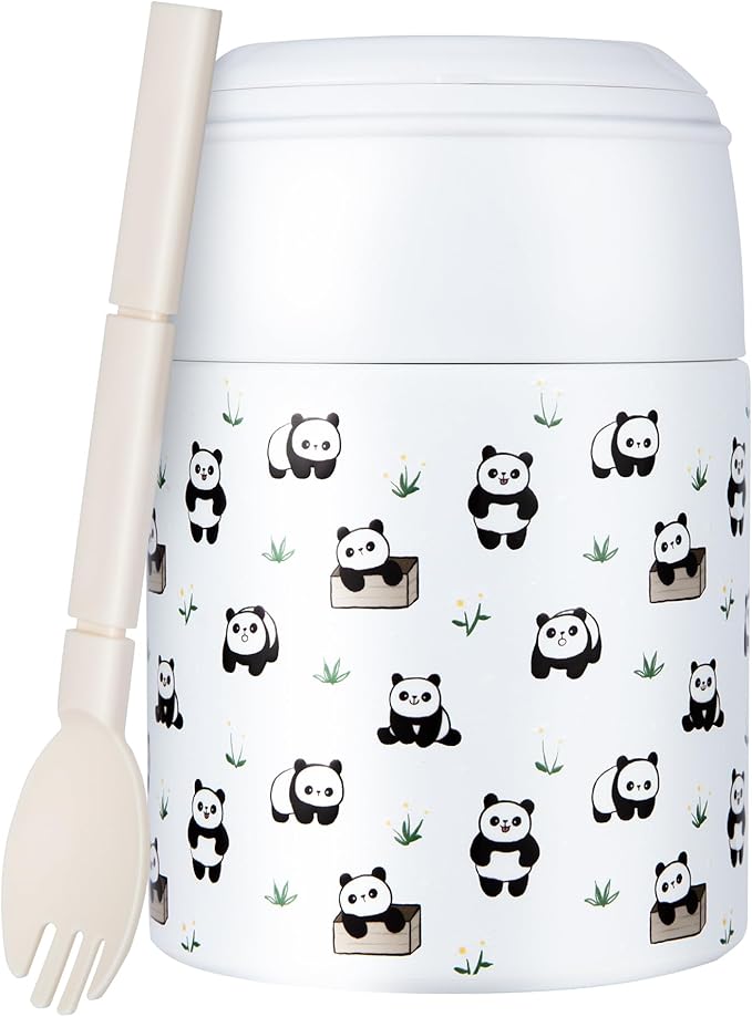 10oz Soup Thermo for Hot Food Kids Insulated Food Jar with Spoon Wide Mouth Stainless Steel Lunch Container Leak Proof Vacuum Food Box for School Travel Picnic White Panda