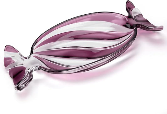 SHOWLOUE Christmas Platter Dish, Glass Candy Platter Serving Dessert Plates Christmas Dinnerware Tray Decorative Plates for Xmas Holiday Party Favor, Dark Purple, Large