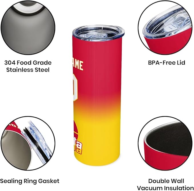 Custom Tumblers Stainless Steel Cup Personalized Basketball Insulation Travel Mug Add Your Name Number 20 oz Fans Gift for Men Women