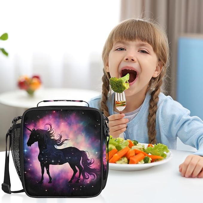 Rainbow Galaxy Animal Unicorn Lunch Bag Box for Kids Boys Girls Insulated Lunch Tote Bag with Adjustable Shoulder Strap Reusable Waterproof Thermal Cooler Bag for School Work Picnic Women Men