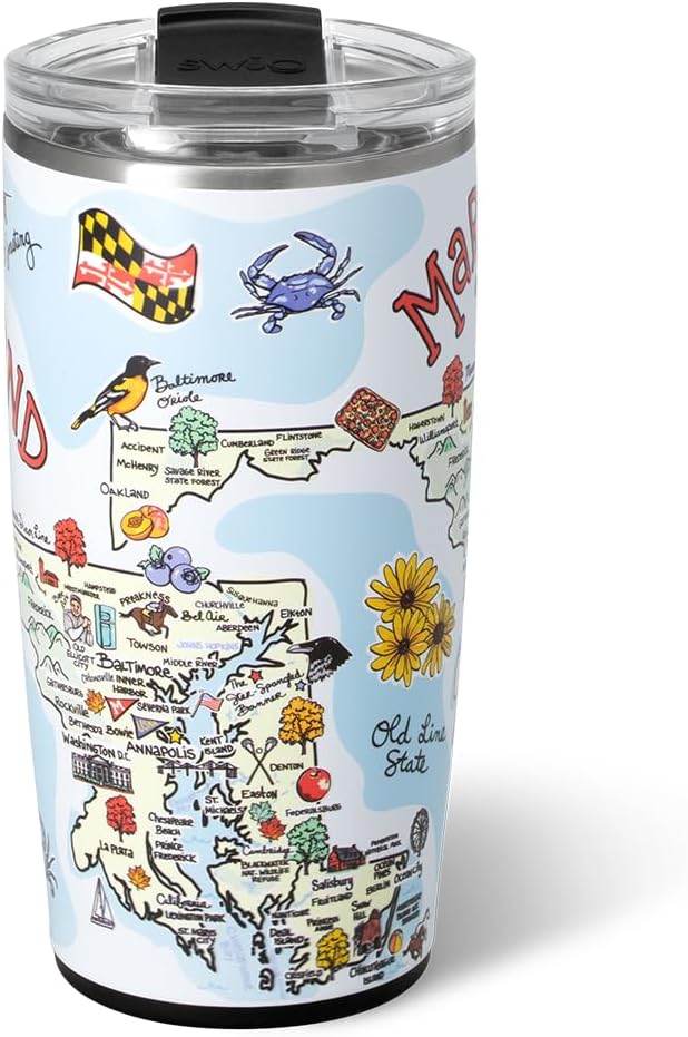 Swig Life 22oz Travel Mug, Insulated Tumbler with Handle and Lid, Travel Coffee Mug, Cup Holder Friendly, Stainless Steel 22 oz Tumbler, Reusable Insulated with Lid (Maryland)
