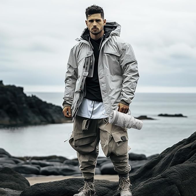 40 oz Camo Tumbler with Handle, 2-in-1 Straw and Sip Lid, Leakproof, Dishwasher Safe, Insulated Stainless Steel Travel Coffee Mug, Keeps Cold for 34 Hours, Car Cup Holder Fit (Clouded Aspen)