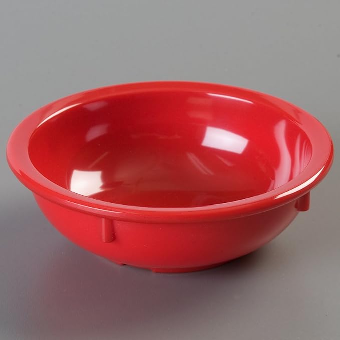 Carlisle FoodService Products Kingline Reusable Plastic Bowl Nappie Bowl for Home and Restaurant, Melamine, 10 Ounces, Red, (Pack of 48)