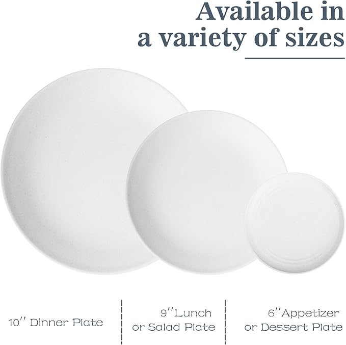 Wheat Straw Dinnerware Sets - 40 PCS Unbreakable Plates and Bowls Sets Service for 8 Kitchen Dishes Set, Dinner Plates, Cereal Bowls, Cups Set Camping Dish Dishwasher & Microwave Safe - White