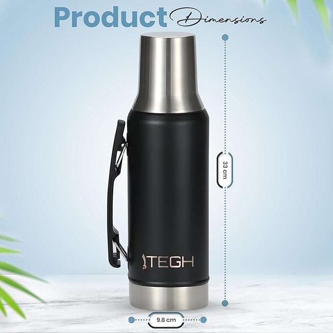 TEGH 40 oz insulated water bottle vacuum insulated wide mouth water bottle leakproof travel bottle BPA-free stainless steel water bottle hot and cold beverage bottle