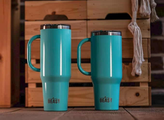 Beast 42 oz Tumbler Stainless Steel Vacuum Insulated Coffee Ice Cup Double Wall Travel Flask (Aqua Blue)
