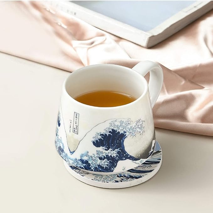 Topadorn Ceramic Mug Porcelain Coffee Cup The Great Wave Coffee Mug with Gift Box,13 oz.