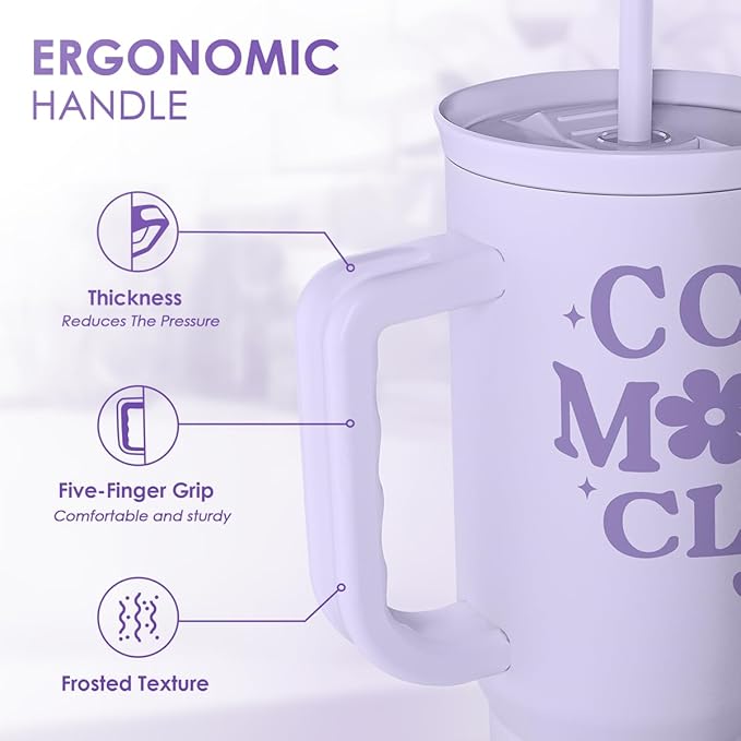 Gift for Mom - Cool Mom Club Stainless Steel Tumbler with Handle, Travel Coffee Mug for Moms - Gifts for Birthday Christmas Mothers Day, 40oz