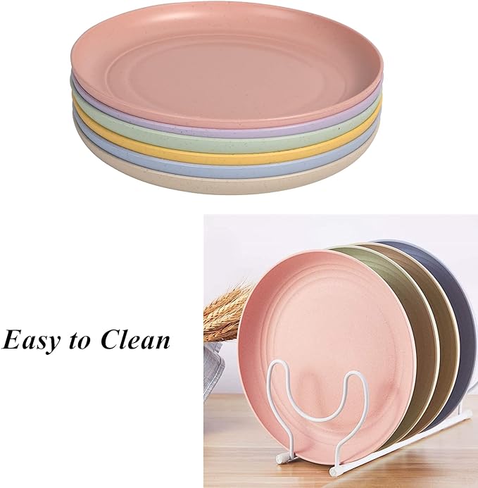 Wheat Straw Plates Lightweight Unbreakable Dinner Dishes Plates Set Dishwasher & Microwave Safe (Small 6 Pack 5.9')