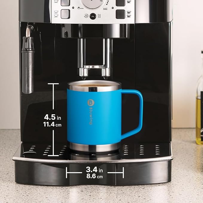 Stainless Steel Mug with Handle-Double Wall Insulated Camping Coffee Mug Stainless Steel Travel Tumbler Cup for Camping, Office, Home, Sweat Proof (Sky Blue)