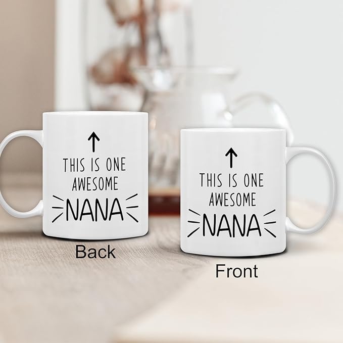 QASHWEY Nana Gifts Mug, Nana Grandma Gifts from Grandkids Grandchildren Coffee Mug, Mothers Day Christmas Coffee Mugs Tea Cup Gift for GrandmaNana, This is One AwesomeNana CoffeeCup Ceramic 11oz
